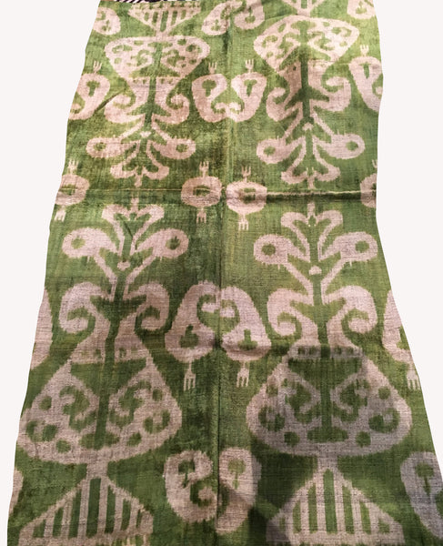The Shepherd’s Indulgence - Green Emerald Velvet-Silk Ikat Throw-Blanket / Wall piece